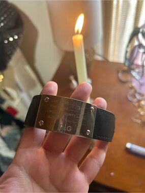 D&G  Black Leather ID Plate Bracelet dolce and gabbana